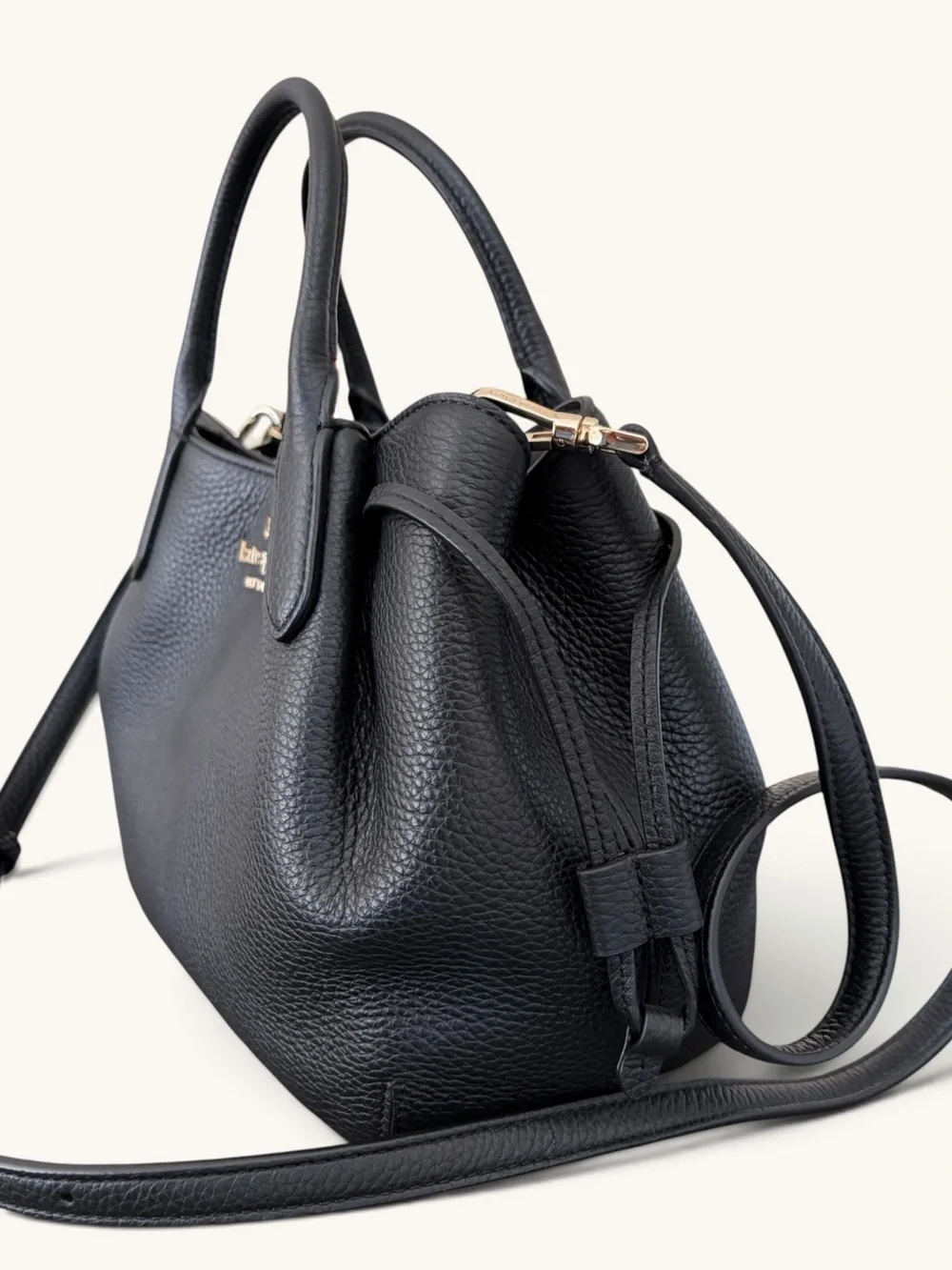 kate spade Black Dumpling Leather Satchel with Detachable Crossbody Strap